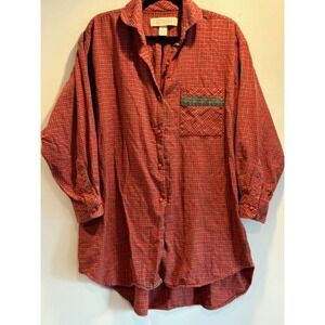 Vintage Victorias Secret Country Prairie Plaid Button Sleepshirt-Womens M